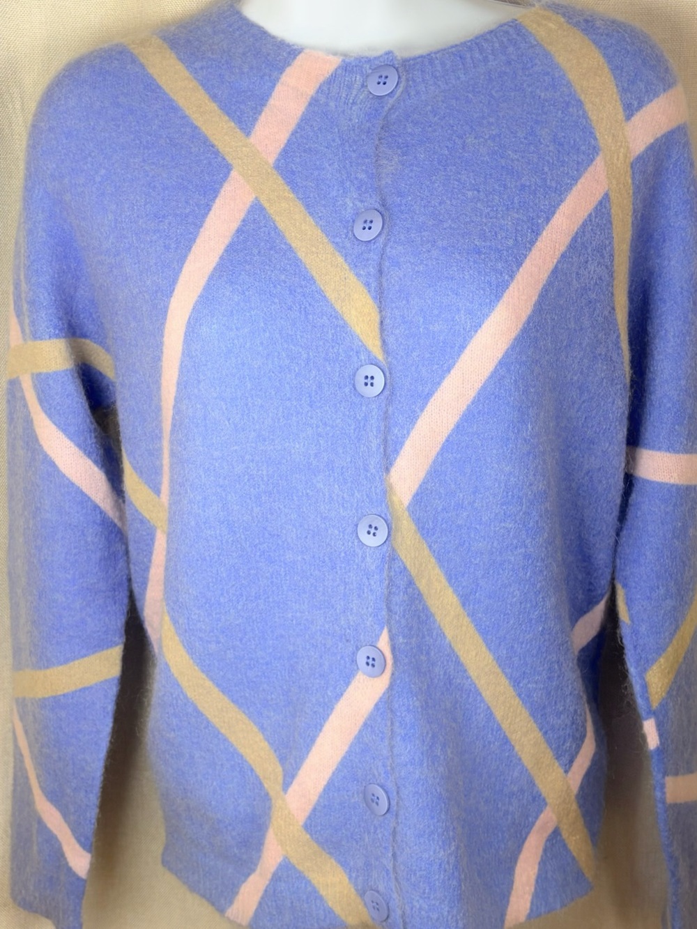 💜 Bianco & Blu Made in Italy Mohair Blend Cardigan | M | NWT